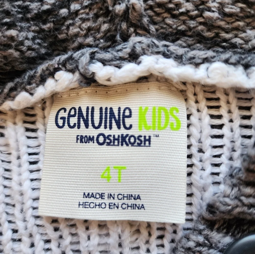 Oshkosh Genuine Tribal Knit Button Front Girls Hoodie Poncho Size 4T
